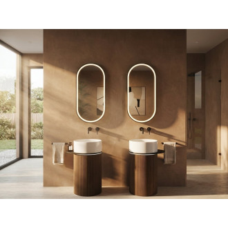 OASIS keramické umyvadlo volně stojící ø 40x89cm, bílá/beton pearl grey