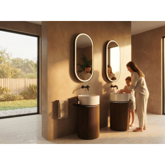 OASIS keramické umyvadlo volně stojící ø 40x89cm, bílá/beton pearl grey