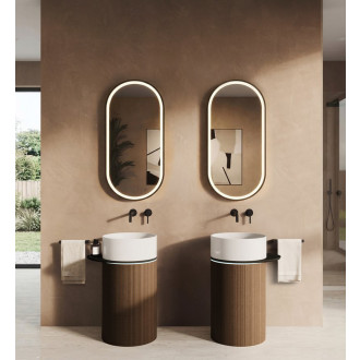 OASIS keramické umyvadlo volně stojící ø 40x89cm, bílá/beton pearl grey