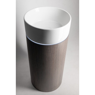 OASIS keramické umyvadlo volně stojící ø 40x89cm, bílá/beton pearl grey