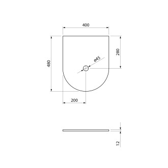 OASIS police ke stěně 40x48cm, kompozit, černá mat