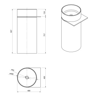 OASIS keramické umyvadlo volně stojící 40x89x48cm, police ke stěně, bílá mat