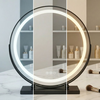 REA Zrcadlo LED MAKE-UP Black 40 cm HOM-12020