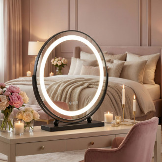 REA Zrcadlo LED MAKE-UP Black 40 cm HOM-12020