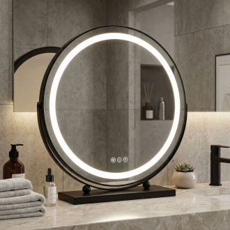 REA Zrcadlo LED MAKE-UP Black 50 cm HOM-12022