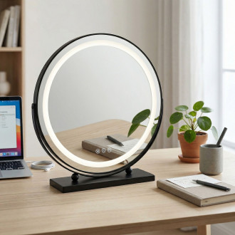 REA Zrcadlo LED MAKE-UP Black 50 cm HOM-12022