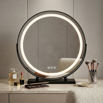REA Zrcadlo LED MAKE-UP Black 50 cm HOM-12022
