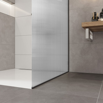 Novea sprchová stěna, Black 80x200 cm, sklo 8mm, Line, lišta ke stěně, EASY CK10601HBL