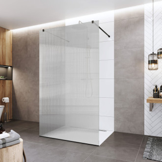 Novea sprchová stěna, Black 70x200 cm, sklo 8mm, Line, lišta ke stěně, EASY CK10600HBL