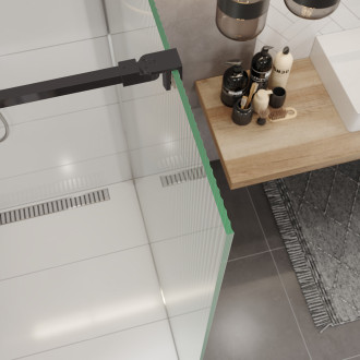 Novea sprchová stěna, Black 70x200 cm, sklo 8mm, Line, lišta ke stěně, EASY CK10600HBL