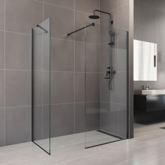 Novea sprch.stěna Walk in Black 130x200 cm, sklo 8mm, lišta ke stěně, EASY CLEAN CK10607HB