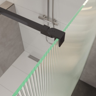 Novea sprch.stěna, Black 100x200cm, sklo 8mm, Line, lišta ke stěně, EASY CLEAN CK10603HBL