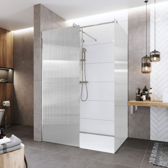 Novea sprchová stěna, 70 x 200 cm, sklo 8mm, Line, lišta ke stěně, EASY CK10600HL