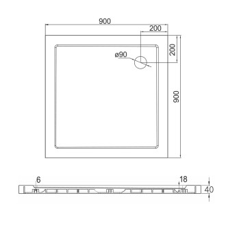 Set: spr.kout CK34123Z, 90x90x185 cm, chrom ALU, sklo čiré, SMC nízká CV31NS