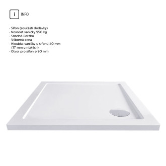 Set: spr.kout CK34123Z, 90x90x185 cm, chrom ALU, sklo čiré, SMC nízká CV31NS