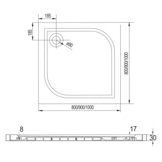 Set: spr.kout CK34123Z 90x90x185cm, chrom ALU, sklo čiré,litá vanička CV35M, CK34123ZM
