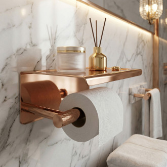 Držák na toaletní papír s poličkou 6613 Modern Copper
