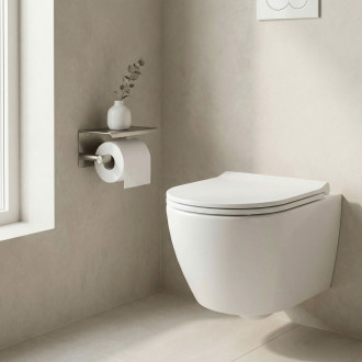 Držák na toaletní papír s poličkou 6613 Modern Nickel Brush