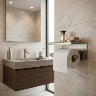 Držák na toaletní papír s poličkou 6613 Modern Nickel Brush