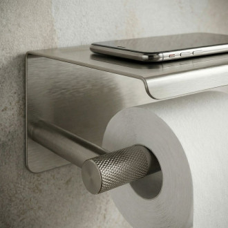 Držák na toaletní papír s poličkou 6613 Modern Nickel Brush