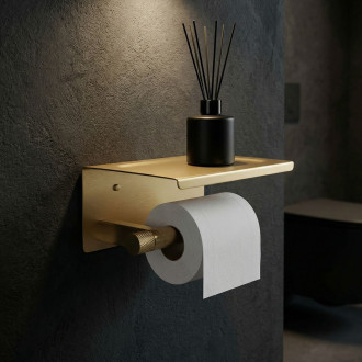 Držák na toaletní papír s poličkou 39105A ORI Brush Gold