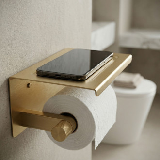 Držák na toaletní papír s poličkou 39105A ORI Brush Gold