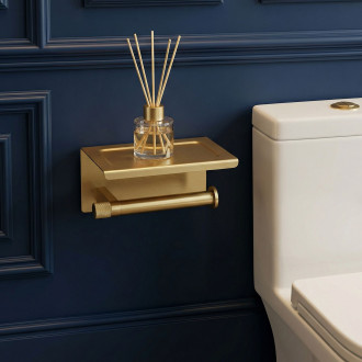 Držák na toaletní papír s poličkou 39105A ORI Brush Gold