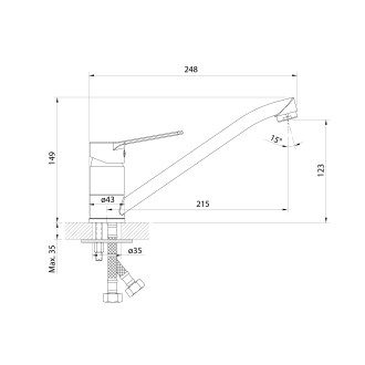 SINTRA stojánková dřezová baterie, černá mat