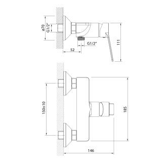 SINTRA nástěnná sprchová baterie, černá mat