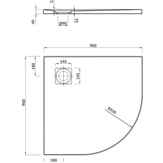 Cersanit Tako Slim set B185 vanička čtvrtkruh bílá 90x4 S601-120