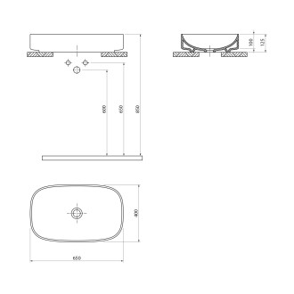 MATTEO keramické umyvadlo na desku 65x40cm, bílá