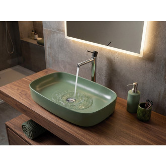 MATTEO keramické umyvadlo na desku 65x40cm, zelená mat