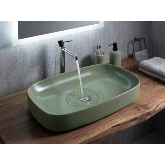 MATTEO keramické umyvadlo na desku 65x40cm, zelená mat
