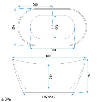 REA Volně stojící vana FERRANO Slim 180 REA-W0082