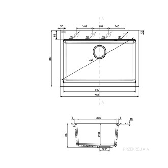 Kuchinox TAU jednodřez, granit SBT_7107