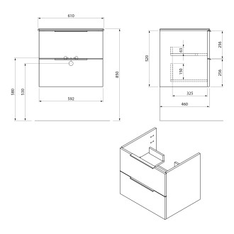 CIRASA umyvadlová skříňka 59,2x52x46cm, borovice rustik
