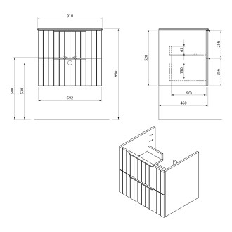 CIRASA STRIP umyvadlová skříňka 59,2x52x46cm, agila