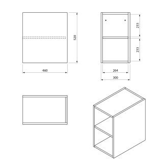 CIRASA skříňka spodní policová 30x52x46cm, dub stříbrný