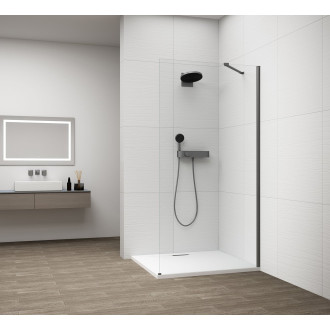 ESCA GUN METAL jednodílná sprchová zástěna k instalaci ke stěně, sklo čiré, 900 mm