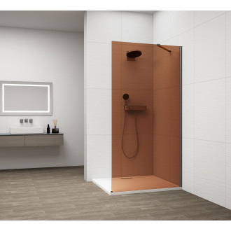 ESCA GUN METAL jednodílná sprchová zástěna k instalaci ke stěně, sklo Marron, 1100 mm