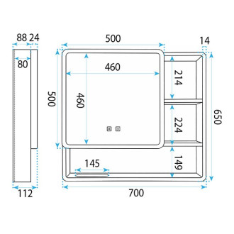 Zrcadlová skříňka s LED osvětlením M1016-70 70x65