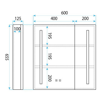 Zrcadlová skříňka s LED osvětlením M1015-60 60x65