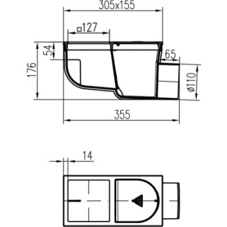 Lapač střešních splavenin boční D110, litinový povrch, pro hranatý svod 125