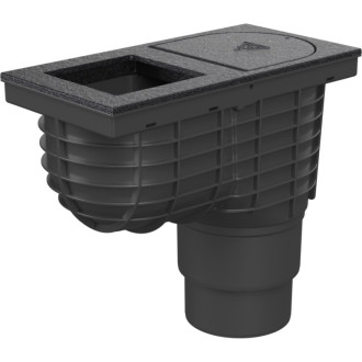 Lapač střešních splavenin spodní D110/125, litinový povrch, pro hranatý svod 100