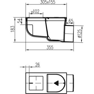 Lapač střešních splavenin boční D125, litinový povrch, pro hranatý svod 100