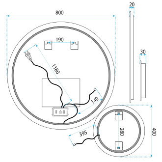 Zrcadlo LED R-8040 80cm + 40cm
