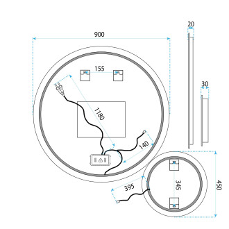 Zrcadlo LED R-9045 90cm + 45cm