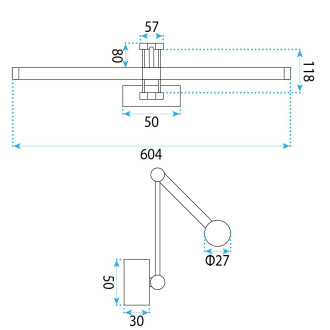 REA Koupelnové nástěnné LED svítidlo APP1900-1W 60cm BRUSH GOLD OSW-66055
