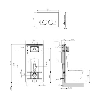 SET: STRONGFRAME stelaż podtynkowy z ECO spłuk. + MINIMAL przycisk spłukujący, miedź połysk