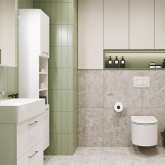 Leny skříňka vysoká, 330x1700x253mm, závěsná, s polic., pravé otevírání, bílá lesk CN815N